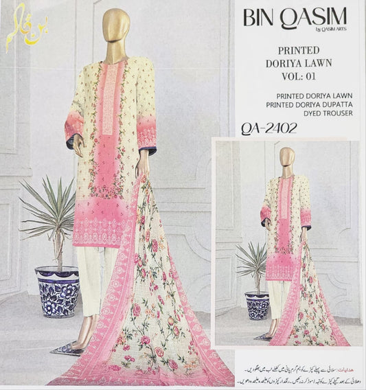 Doria Printed Lawn 2025 New Edition 3 Piece Unstitched Suite