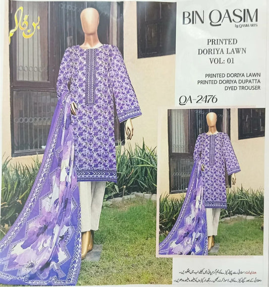Doria Printed Lawn 2025 Edition 3 Piece Unstitched Suite