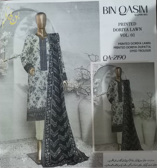 Printed Doria Lawn 3 Piece unstitched suite