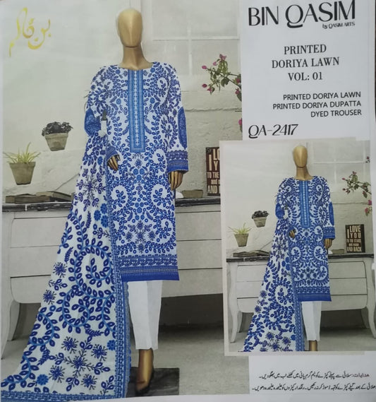Doria Printed Lawn 2025 Edition 3 Piece Unstitched Suite